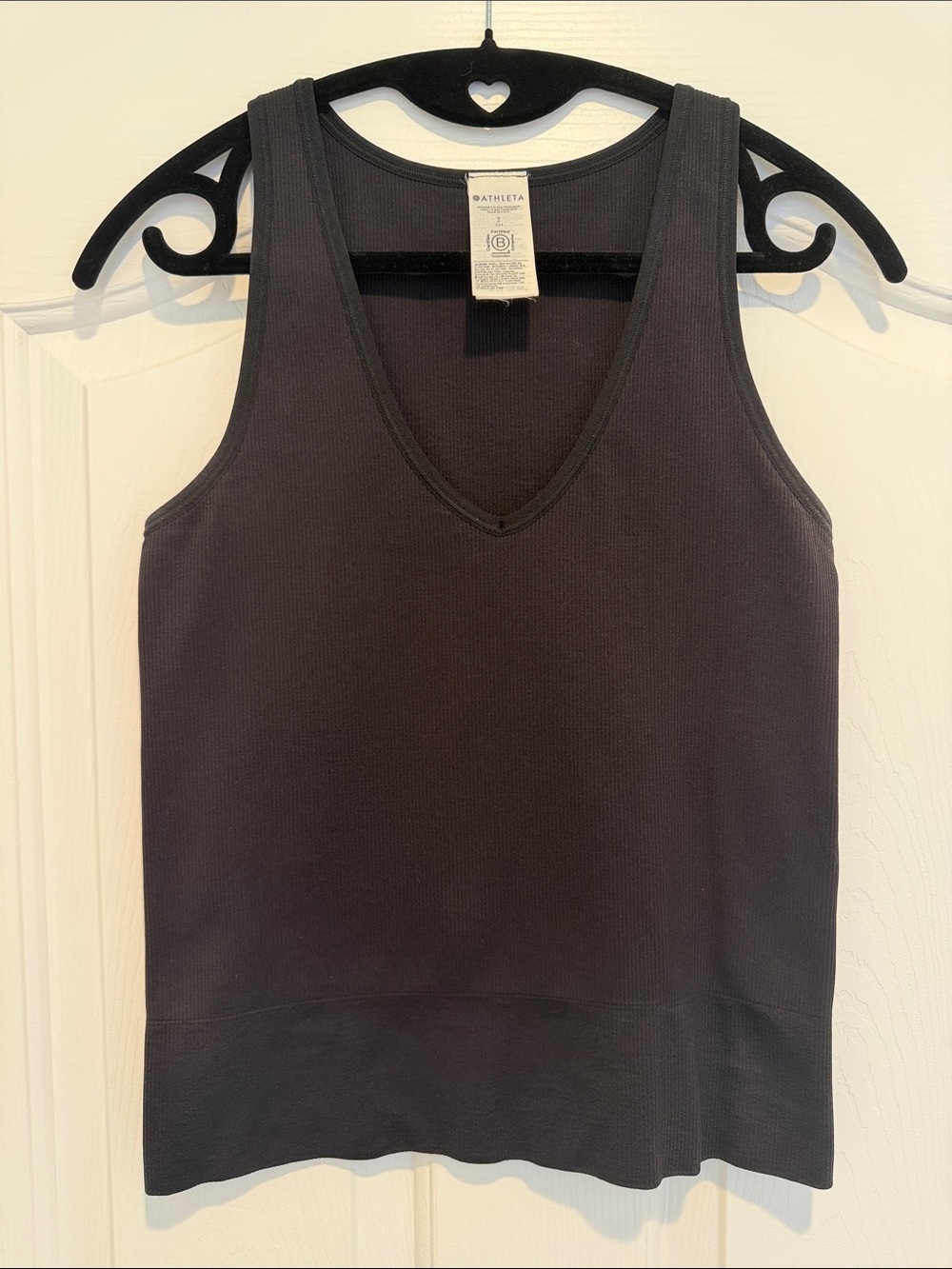 Athleta Black Ribbed V-Neck Tank